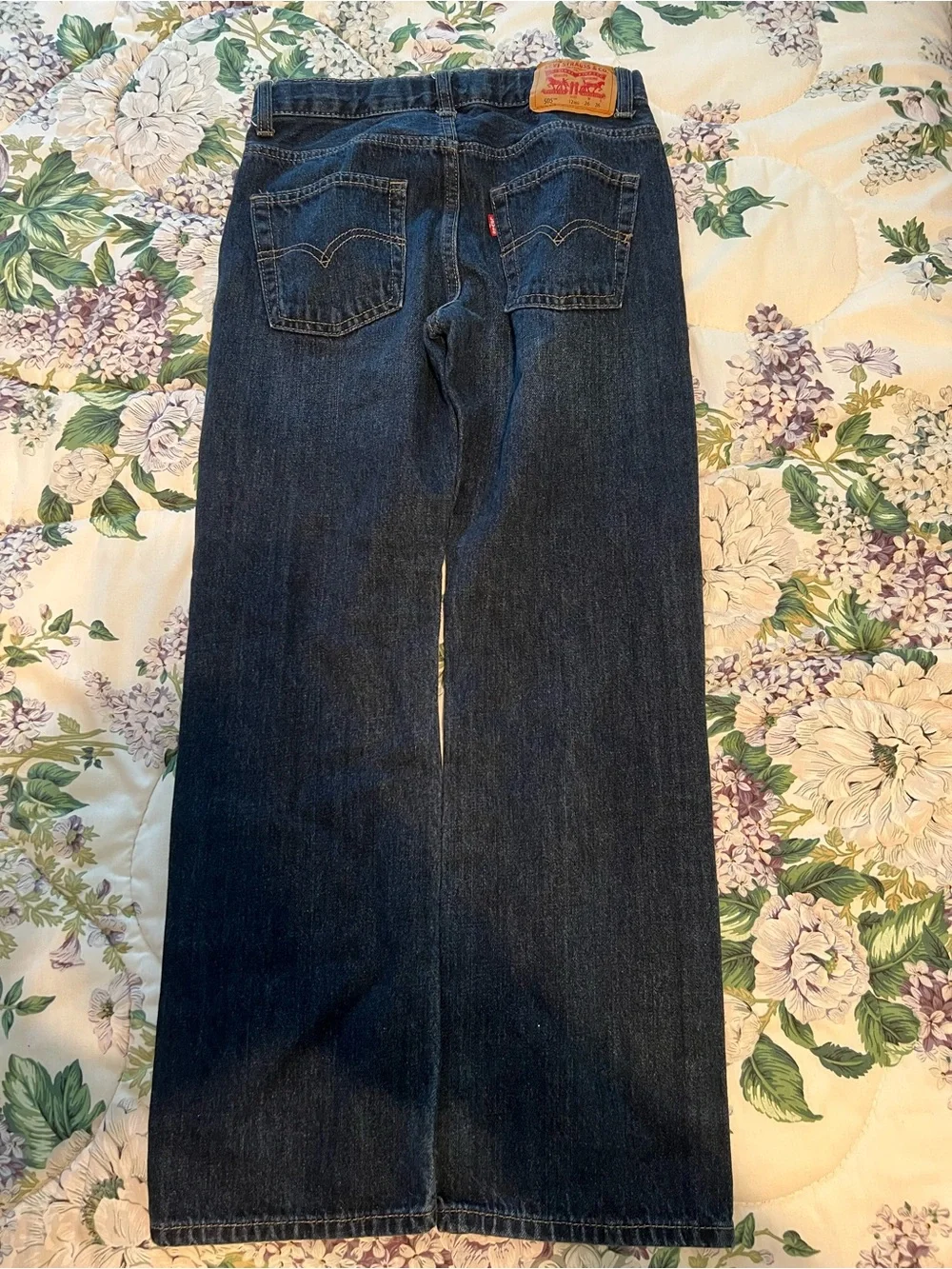Levi's 505 Boys Regular Fit Straight Blue Denim Jeans Size 12 Reg Pockets